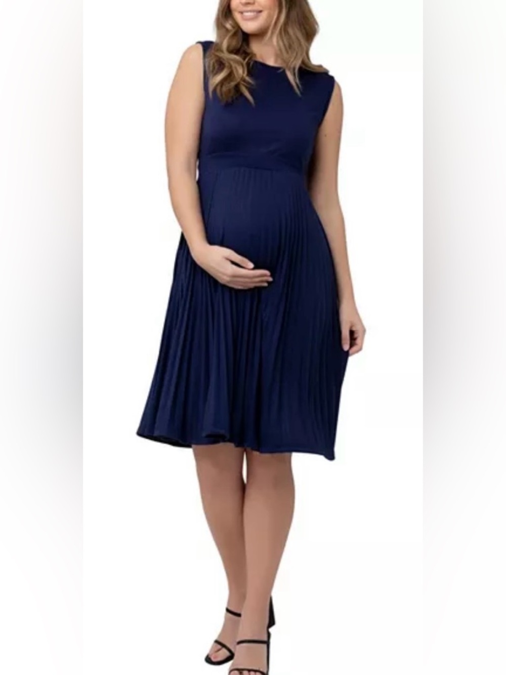 Ripe Maternity Pleated Dress NWT Blue Wedding Baby Shower Small S